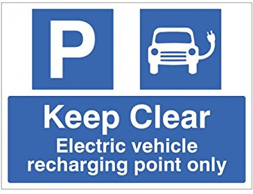 Caledonia Signs 27848K Keep Clear Electric Vehicle Recharging Point Only Sign, Self Adhesive Vinyl, 400 mm x 300 mm