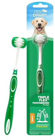 TropiClean Fresh Breath TripleFlex Toothbrush for Large Dogs | Use Toothpaste or Gel | 360-Degree Toothbrush | Complete Dental Care