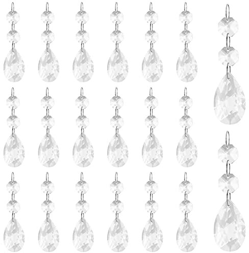 Belle Vous Cristal Transparent en Forme de Goutte/Larme (Lot de 20) - Pampilles Deco de 8,6 cm pour Lustres, Chandeliers, Prismes, Attrape-Soleil, Mariages/Noël et Guirlandes