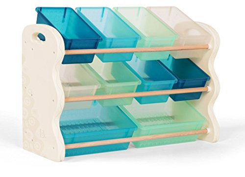 B. spaces – Kinderregal mit Aufbewahrungsboxen Spielzeugaufbewahrung Kinderzimmer aus Holz mit 10 Aufbewahrungsboxen Storage Boxes – Bücherregal Kinderzimmer Mädchen und Jungs Weiß, Blau