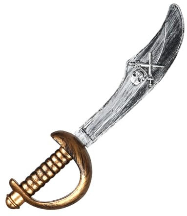 Boland 00696 - Piratenschwert, 37cm, glänzend, Klinge mit Totenkopf und Schwertern, Kinder, Erwachsene, silber, gold, Seeräuber, Pirat, Karneval, Fasching, Halloween, Jack, Verkleidung, Theater