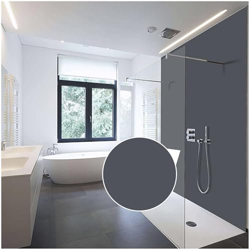 WALLando Premium Duschrückwand 200 x 100 cm – Einfach zu montierende Wandverkleidung für Dusche & Bad – Hochwertige PVC-Duschwand, einfarbig & seidenmatt – Dunkelgrau