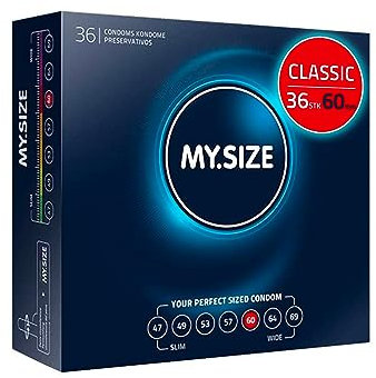 MY.SIZE Classic Kondome Größe 5 I 60 mm Breite I 36 Stück Großpackung I Premium extra dünn I gefühlsecht hauchzart I dünne 0,07 mm Wandstärke I vegan I für Men