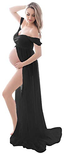 FEOYA - Vestidos Embarazadas para Fotografia Falda Larga Premamá Mujer Chifón Maxi Vestidos Largos de Maternidad Elegante para Sesión de Fotos Disfraz Regalos de Mamás - S