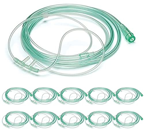 10 Pack High Flow Soft Oxygen Cannulas and 7’ Delicate Tubing with Standard Connection