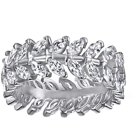 Daesar Damen Silber 925 Ringe Verlobung, Blätter Ring mit Zirkonia Trauringe Eheringe Silber Ring Personalisiert Größe 60 (19.1)