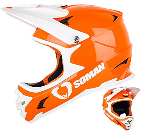 Motorradhelm Fahrradhelm Fullface Helm DOT/ECE-Zertifizierung Four Seasons Large Rally Helm Mountainbike DH Downhill Helm Motocross Helm Motorrad Crosshelm Männer Damen Jugend C,S=55-56cm