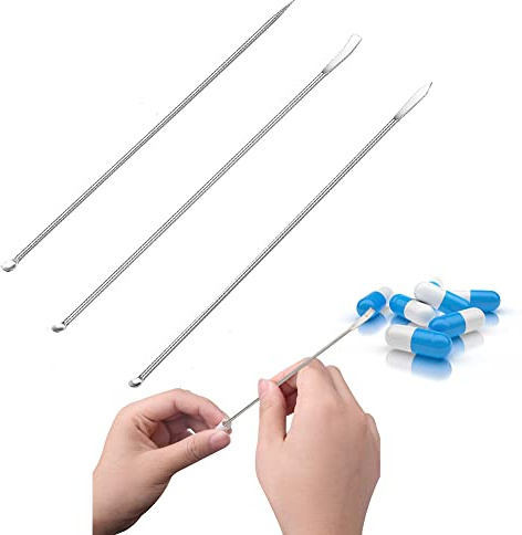 Espátulas de Laboratorio,Cuchara de Laboratorio,Micro Cuchara de Acero Inoxidable,Cuchara Raspadora de Laboratorio,Cuchara Espátula de Laboratorio para relleno de cápsulas de gel en polvo,3 Piezas