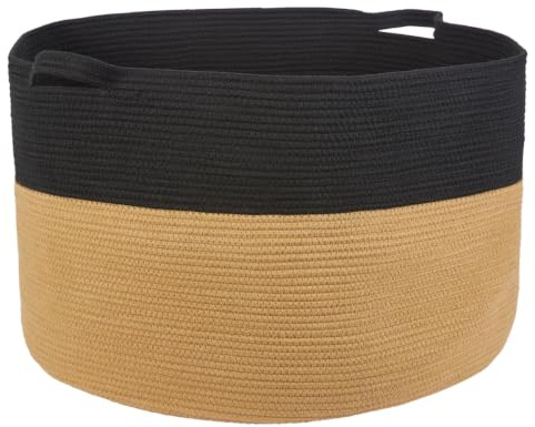 Skandinavischer Wäschekorb Narvic Motiv 3 aus Baumwolle in Braun 61 cm