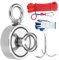Magnetfischen, 480KG Haftkraft Magnete Stark, N52 Magnetfischen Set, Ø75mm Magnet Fishing mit 20m Seil, Handschuhen und Suchanker, mit 2 ÖseNeodymium Topfmagnet