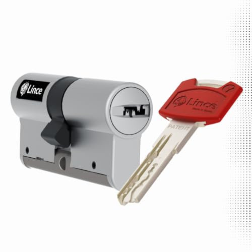 Lince - Cilindro de bloqueo de alta seguridad C7 L30+30 | Desbloqueable con 5 llaves | Color níquel | Resistente a todas las técnicas de robo conocidas