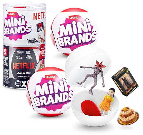 Mini Brands Cápsula Netflix de ZURU, Juguete Sorpresa con Coleccionable Minis, Bola con Sorpresa, Minis inspirados en Series Famosas, (2 Capsule)