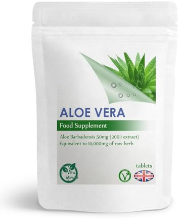 Aloe Vera 10,000mg Tablets (Vegan) Healthy Hair, Skin and Nails | Colon Cleanse & Digestion Support (Pack of 30)