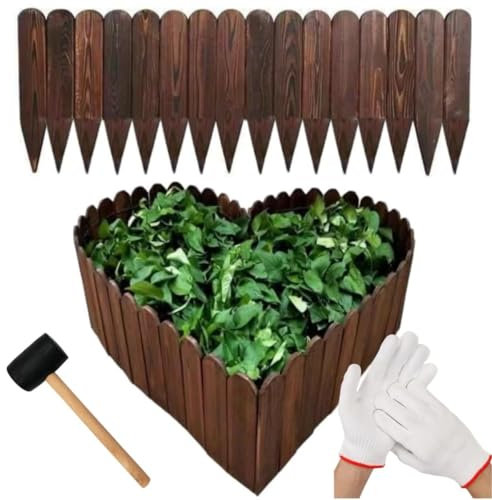 Recinzione corta in legno da giardino, bordo decorativo per giardino primaverile, cortile, giardino, giardino, giardino, giardino, prato, cortile, 1 pezzo, 100 x 30 cm