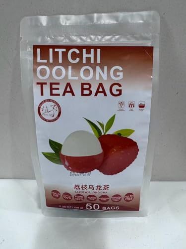 100% Natural Litchi oolong Tea Bag, 375g/13.22oz (15g*25bags) 荔枝乌龙茶 Oolong Tea, Pineapple, Litchi Fresh, Fruit Iced Spice Loose Leaf, Non-GMO, No Gluten, Vegan.