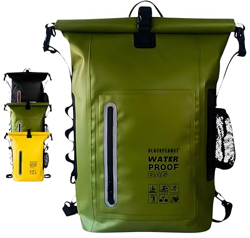 Blackpeanut Wasserdichter Rucksack mit 25 Litern, Bequeme Trockentasche mit Außentasche für Wasserflasche, Drybag, Ideal für Wasseraktivitäten und Outdoor