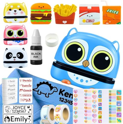 Namensstempel Kinder Textil, Stempel Personalisiert Kinder, Wasserfest Namensaufkleber Kinder Kleidung Textilstempel Waschmaschinenfest, Name Stamps for Clothes Kids Kindergarten Schule (Animal)