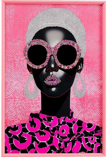 Kare Design Wandbild Swinging Sixties, Pink, Rechteckig, mit Dekoelementen, Sicherheitsglas, Bilddruck, Wandkunst, Glamour, Schlafzimmer, Wohnzimmer, Glas, 115x75cm (H/B)