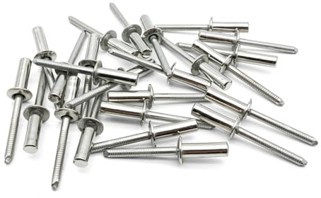 Hippo Hardware (4mm X 8mm) Sealed Pop Rivets Closed End Dome Head Blind Sealing A2 Stainless Steel (Pack of 50)