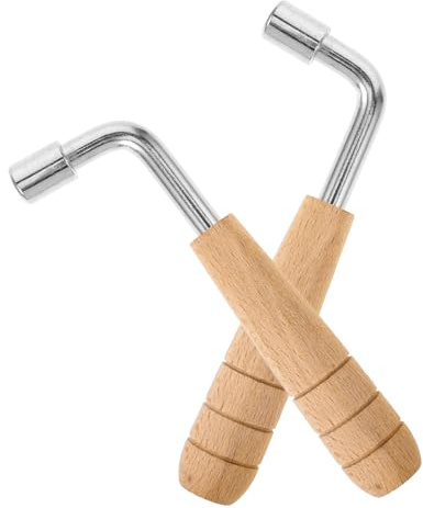 ULDIGI 2 Stück Harfenstimmratsche mit Ergonomischem Holzgriff aus Edelstahl 7.0mm Sechskantiger Stimmschlüssel für Autoharfen und Leierspielen
