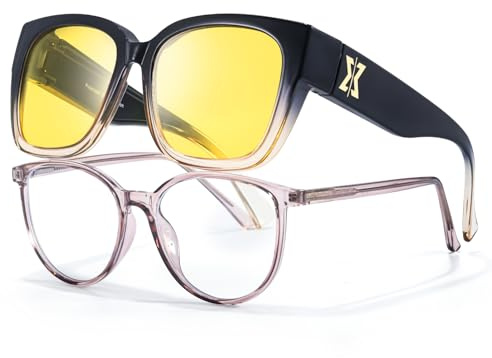 LVIOE Nachtfahrbrille Damen Polarisierte TAC-Linse, Blendfreier Scheinwerfer für Sicheres Fahren bei Nebel und Nacht, Polarisiert für Verbesserte Sichtbarkeit
