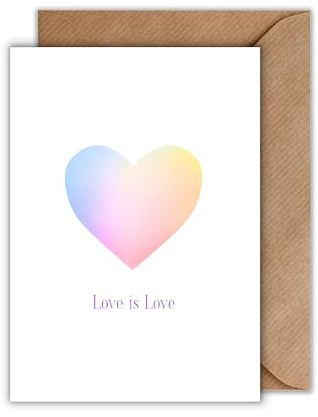LGBTQ Hochzeitskarte Love is Love mit Umschlag - Gay Pride Wedding Verlobung Schwul Lesbisch Hochzeit Karte (DIN A6)