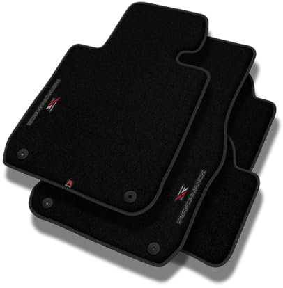 MatsMore Autoteppiche Automatten Velours Fussmatten passt für Peugeot 3008 I 2009-2016 - Premium, Perforiert, weiß-rot-grau -Präzise CNC-Stickerei, Design-Lochpaspel, Auto Fußmatten - Perfekt für Auto
