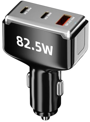 Cargador de coche USB - Adaptador de cargador de coche USB tipo C multipuerto súper rápido - Adaptador de enchufe de teléfono móvil de carga súper rápida tipo C Pd en el coche para viajes en