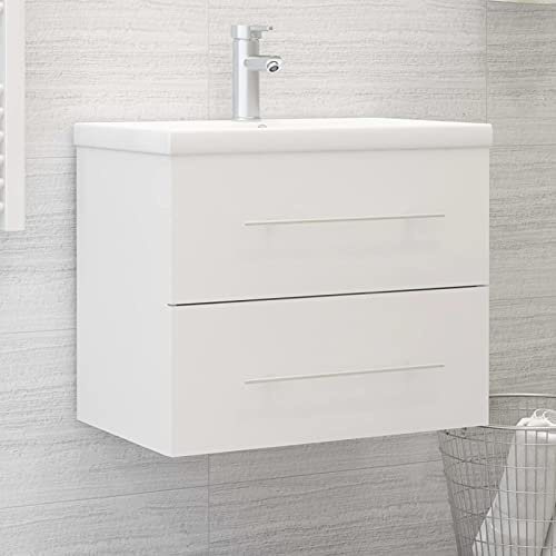 Gecheer Mobile Lavabo Bianco 60x38,5x48 cm in Legno Multistrato