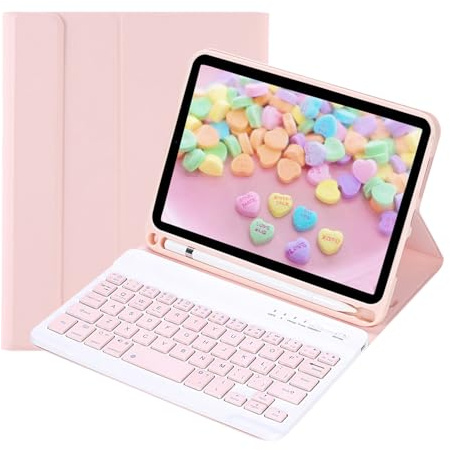 leleyo Funda Teclado para iPad Mini A17 Pro 2024 / Mini 6 8.3,Rosado | Cover con Teclado Bluetooth inalámbrico magnético extraíble stand QWERTY