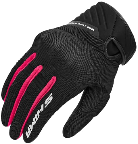 SHIMA SONIC Guanti Moto Estivi Donna Tessile Pelle Corto Ventilato Omologati Guanto per Motocicletta Ventilata Touchscreen Motocross Protettore Rinforzato Abbigliamento Città (Donne, Rosa, XL)