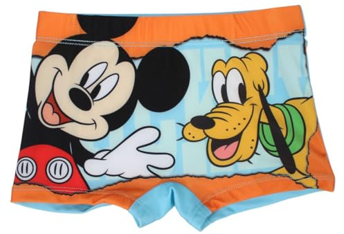 Mickey, Maillot de Bain, Garçon, Enfant (3 à 8 Ans), Slip de Bain, Boxer de Bain, Short de Bain, Une pièce, Piscine, Plage, Baignade, été, modèle DIS MFB 5244C344 S1-7/8A, Orange