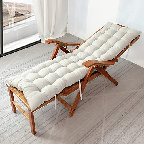 3-in-1-Klappstuhl aus Holz mit gepolsterten Sitzen und flacher Liegefunktion für Nickerchen, Sonnenliegen und Liegestühle für Entspannung am Pool, Outdoor, extra breit, Weiß