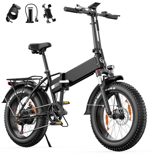 AOIHO E Bike, 20 x 4.0 Fat Tire EBike Klappbar mit 48V 13Ah Akku bis 120KM, Elektrofahrräder 250W Motor, 4 Fahrmodi, E-Fahrrad 7-Gang-All-Terrain E-Bike Herren Damen für MTB, Strand & Schnee