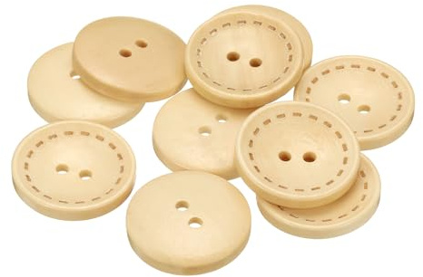 QUARKZMAN 10 Stück Knöpfe 25mm Holzknöpfe 2 Loch Buttons, Bastelknöpfe Rund Nähknöpfe Schüsseltyp Gepunktete Linie Ersatzknöpfe für Dekoration Mäntel Kleidung Strickjacke, Naturholz
