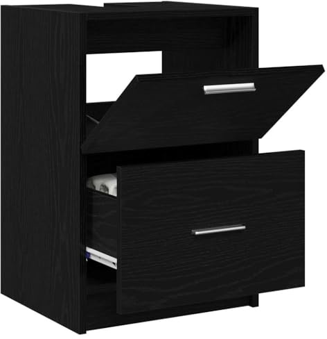 vidaXL Badezimmerschrank Schwarz Eichen-Optik 40 x 37 x 59 cm | Kühles, schlankes Design, das perfekt in zeitgemäße Badezimmer passt, Hergestellt aus hochwertigem MDF,