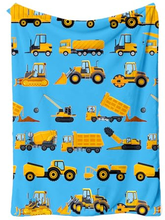 FEELJAM Einhorn Decke kuscheldecke pinkes, Flanell Weich Fleecedecke f¡§1r M?dchen, Flannel Fleece Blanket, Kinder kuscheldecke, Sofadecke, Wohndecke, mikrofaser Couchdecke (Blauer Traktor, 150*200)