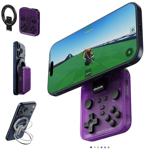 abxylute M4 aufsteckbarer Bluetooth-Gaming-Controller für Android, iPhone, kompatibel mit Switch 1 & 2, taschengroßer Retro-Arcade-Handy-Gamepad mit Ständer, Doppel-Joysticks, Turbo, Magnetfunktion