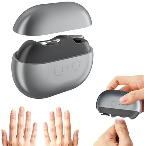 Flintronic Smart nagelklippare, elektriska nagelklippare med 2 hastigheter och LED-ljus, 3-i-1-design, tyst automatisk och laddningsbar nagelklippare, elektrisk nageltrimmer för barn, seniorer, svaga