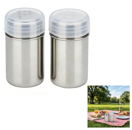 2 Stück Mini Salzstreuer für Unterwegs,Kleine Salzstreuer Mini Gewürzstreuer Camping,Edelstahl Salz Und Pfefferstreuer,5ml salzstreuerr Klein Mit Deckel,Gewüfzflaschen für Restaurants,Grill Im Freien
