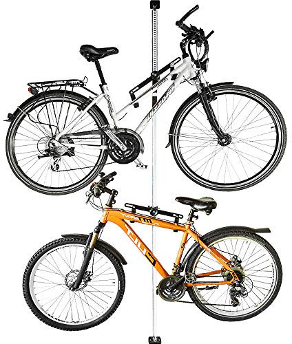Allegra Fahrradhalterung Wand Fahrradaufhängung Fahrradwandhalterung Fahrrad Halterung (Weiß, 2 Halter + Stange 160cm - 290cm)