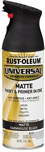 Rust-Oleum 330505 Universal All Surface Spray Paint, 12 oz, Matte Farmhouse Black