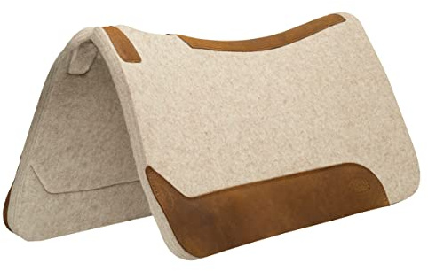 Weaver Equine Hästsadeldyna, 76 cm x 76 cm, konturerad sadeldyna i ullblandning och filt, stötdämpande och skyddande sadeldyna i western-stil, hållbar hästutrustning, tan (solbrun)