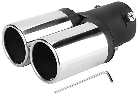 Suuonee Auspuffrohr, Edelstahl Universal Car Modified Double Auspuffrohr Endschalldämpfer Tip Tail Throat