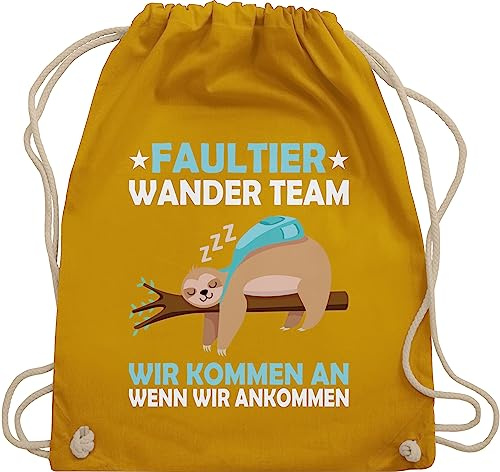 Turnbeutel Rucksack - Sprüche Statement mit Spruch - Faultier Wander Team Hiking - Unisize - Senfgelb - geschenke für wanderer beutel+rucksack+mit+sprüchen sprueche sloth beutel faultieren