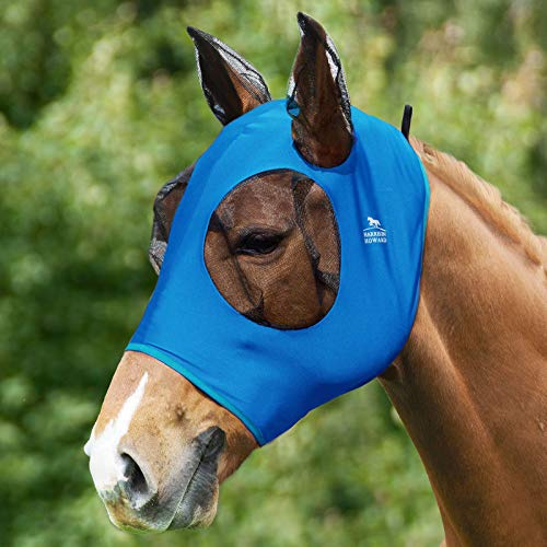 Harrison Howard Super Comfort Stretchy Fly Mask Large Eye Space with UV Protection Soft on Skin with Breathability Hellblau L