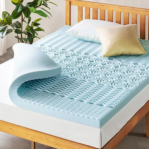 Best Price Mattress Surmatelas en mousse à mémoire de forme 5 zones de 10,2 cm avec infusion de gel de refroidissement, certifié CertiPUR-US, grand lit court