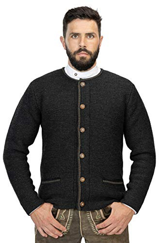 Anton Cardigan da uomo di alta qualità, giacca tradizionale in lana, colore marrone o blu, antracite., XXL