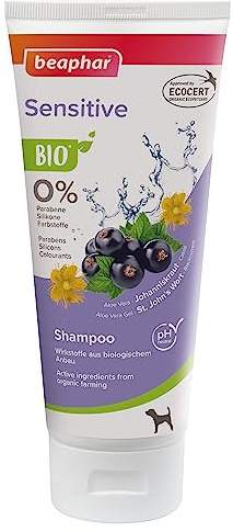 beaphar Bio Shampoo Sensitive für Hunde, angereichert mit Johanniskraut und Cassis aus biologischem Anbau, 200 ml, Weiß