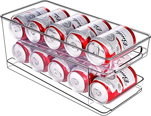 BingoHive Rolling Can Dispenser Fridge Beer Can Organiser Soda Can Dispenser for Fridge Kitchen Cupboard Pantry Countertop 10 Standard Size 330ML Beer Soda Pop Cans Storage Storage Pantry Organisation